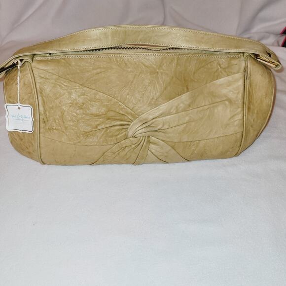 New Pier Forty Three tan suede twist duffel hobo bag - Picture 1 of 8